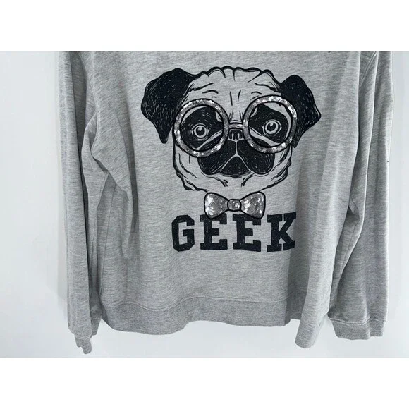 Women's Only Our Story Gray Geeked Graffic Sweatshirt Size L - Picture 3 of 8